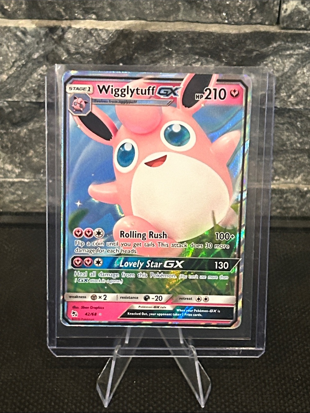 Pokemon Wigglytuff GX 42/68 Full Art Holo from Hidden Fates M/NM (2019)